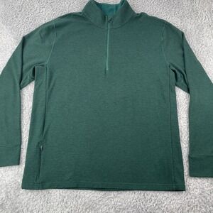 Prana Breathe 1/4 Zip Pullover Sweater Mens XL Green Stretch Soft Zip Pocket